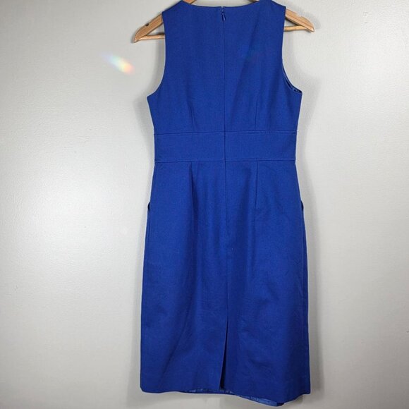 J. Crew Cobalt Blue V Neck Sleeveless A Line Dress - Picture 6 of 8